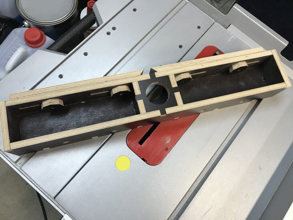 Fraesanschlag-auf-Bosch-GTS-verleimt-Siebdruckplatte-1024x768 DIY Fräsanschlag für die Bosch GTS 10 XC | Bausatz mit CNC aus Siebdruckplatten erstellt