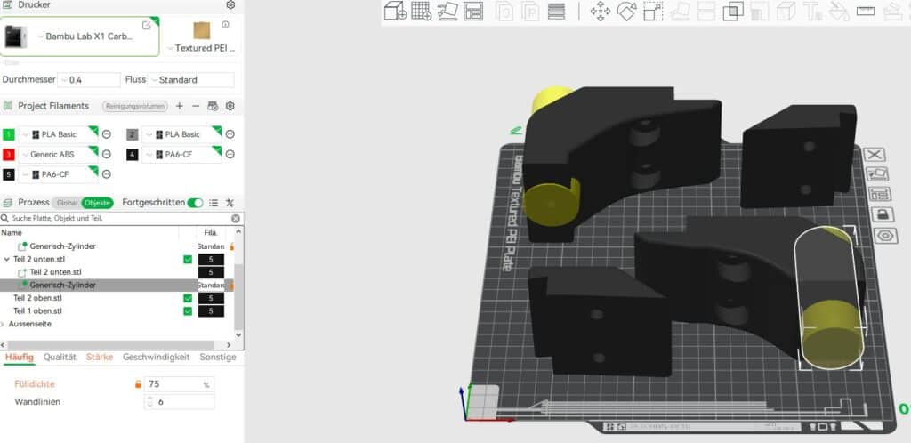 Einstellungen-Bambulab-X1C-Verstaerkung-1-1024x498 Robuste PV‑Modul Halterung für den VW T5: Von der ersten Idee bis zum serienreifen PA6‑CF Bauteil