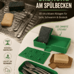 3D-gedruckte Seifenschale, Schwammhalter und Besteckablage am Spülbecken
